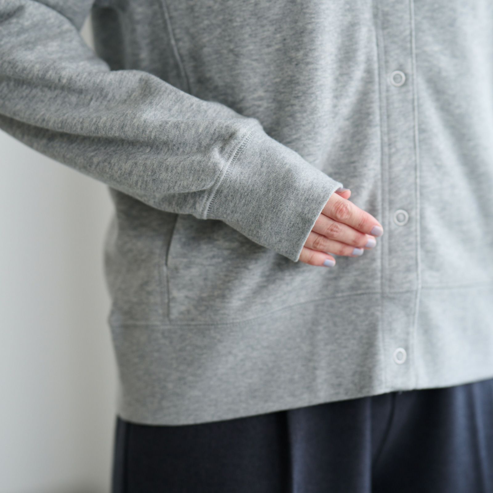 レトロカラースウェット　リングドットボタンカーディガン