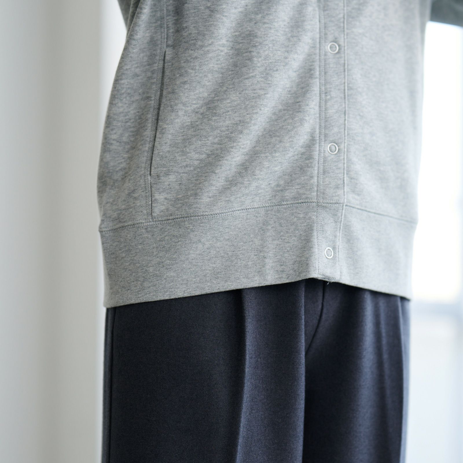 レトロカラースウェット　リングドットボタンカーディガン