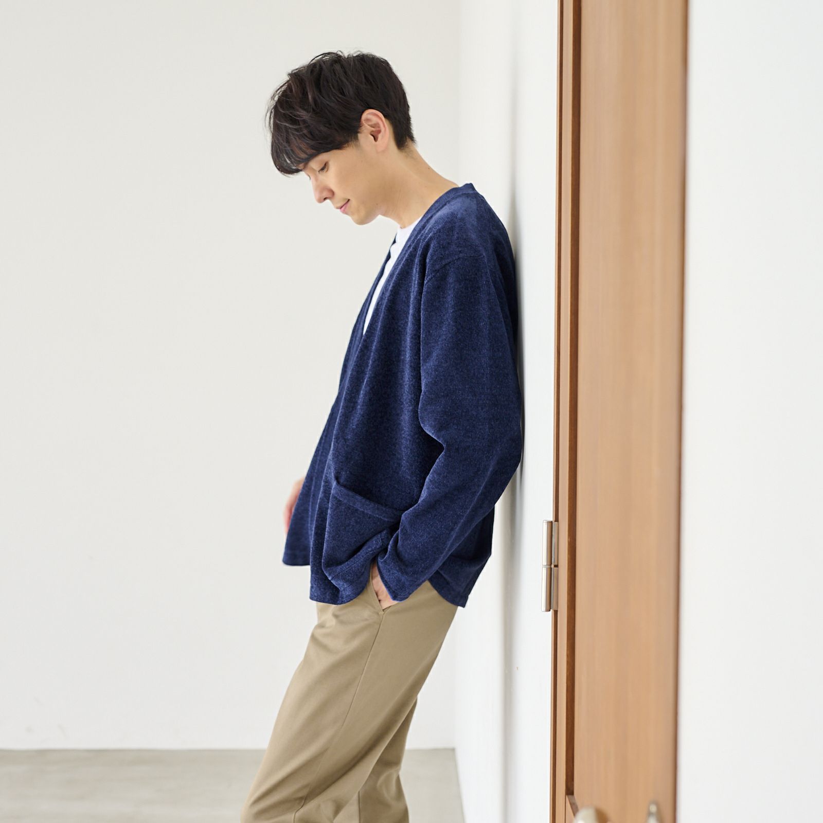 ハイゲージモール　天竺トッパーカーディガン