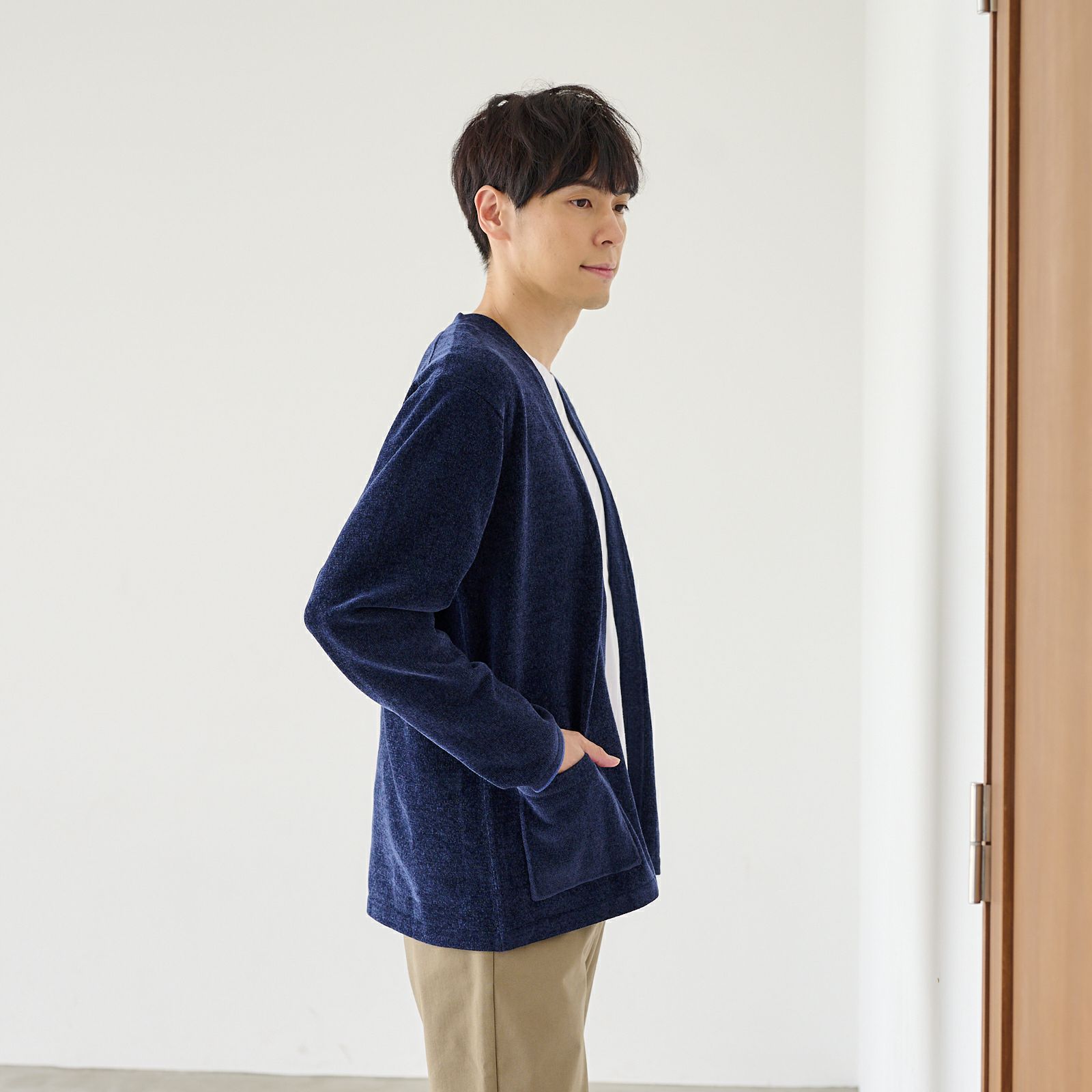 ハイゲージモール　天竺トッパーカーディガン