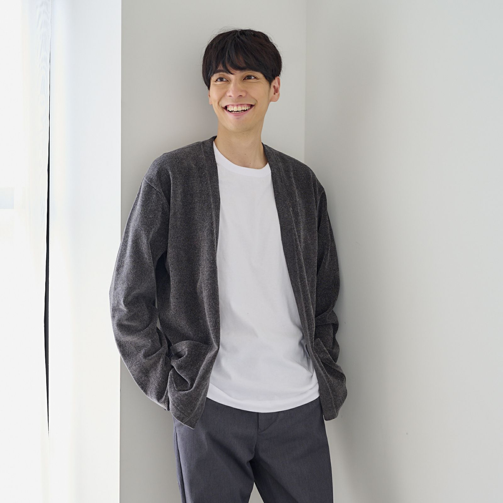 ハイゲージモール　天竺トッパーカーディガン