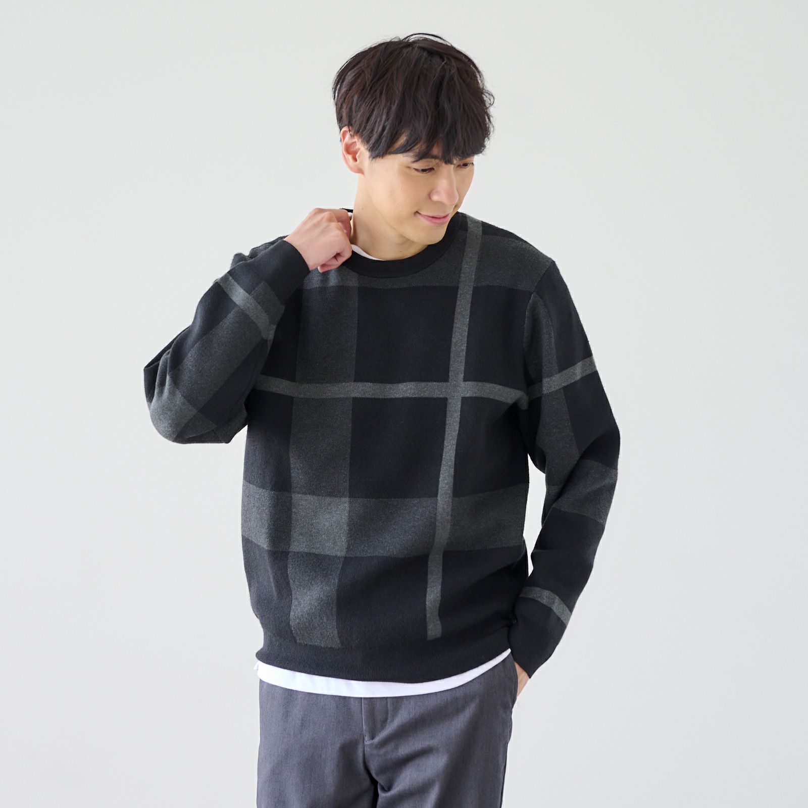 スウェットライク　プルオーバークロスチェック