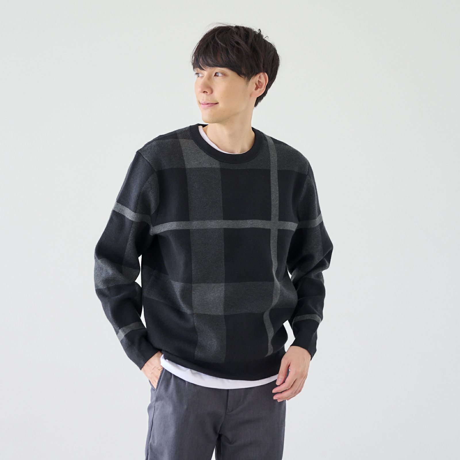スウェットライク　プルオーバークロスチェック