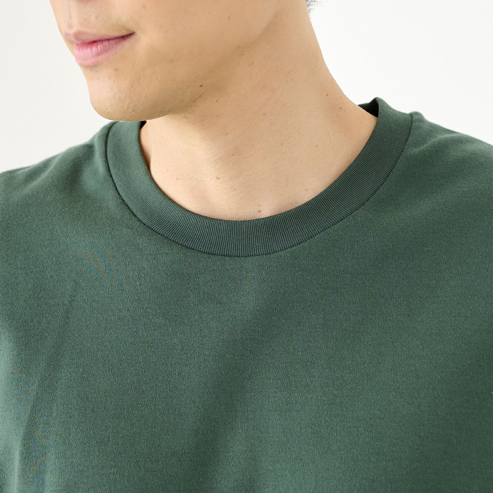 コットン起毛　クルーネック長袖Tシャツ