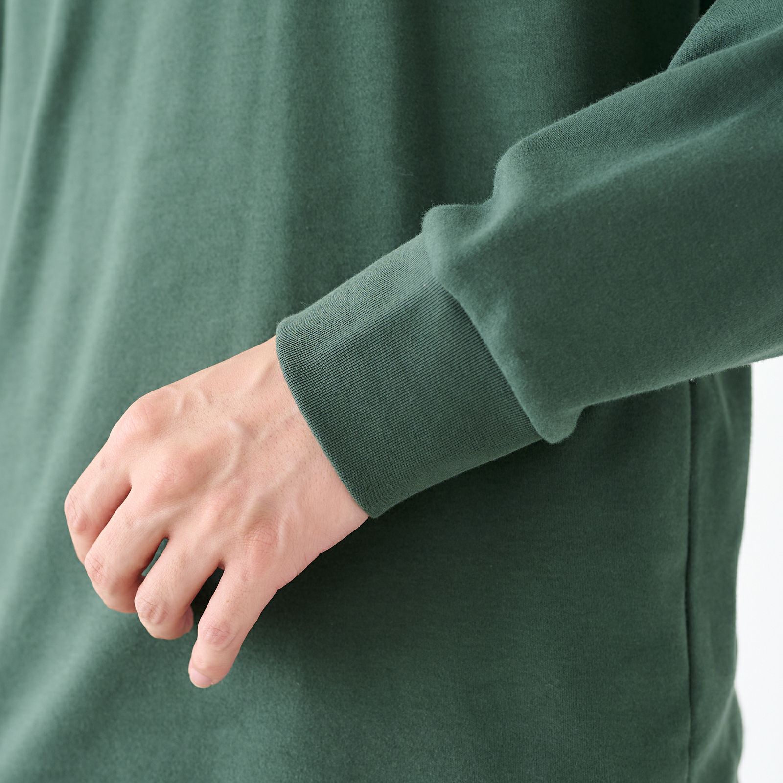 コットン起毛　クルーネック長袖Tシャツ