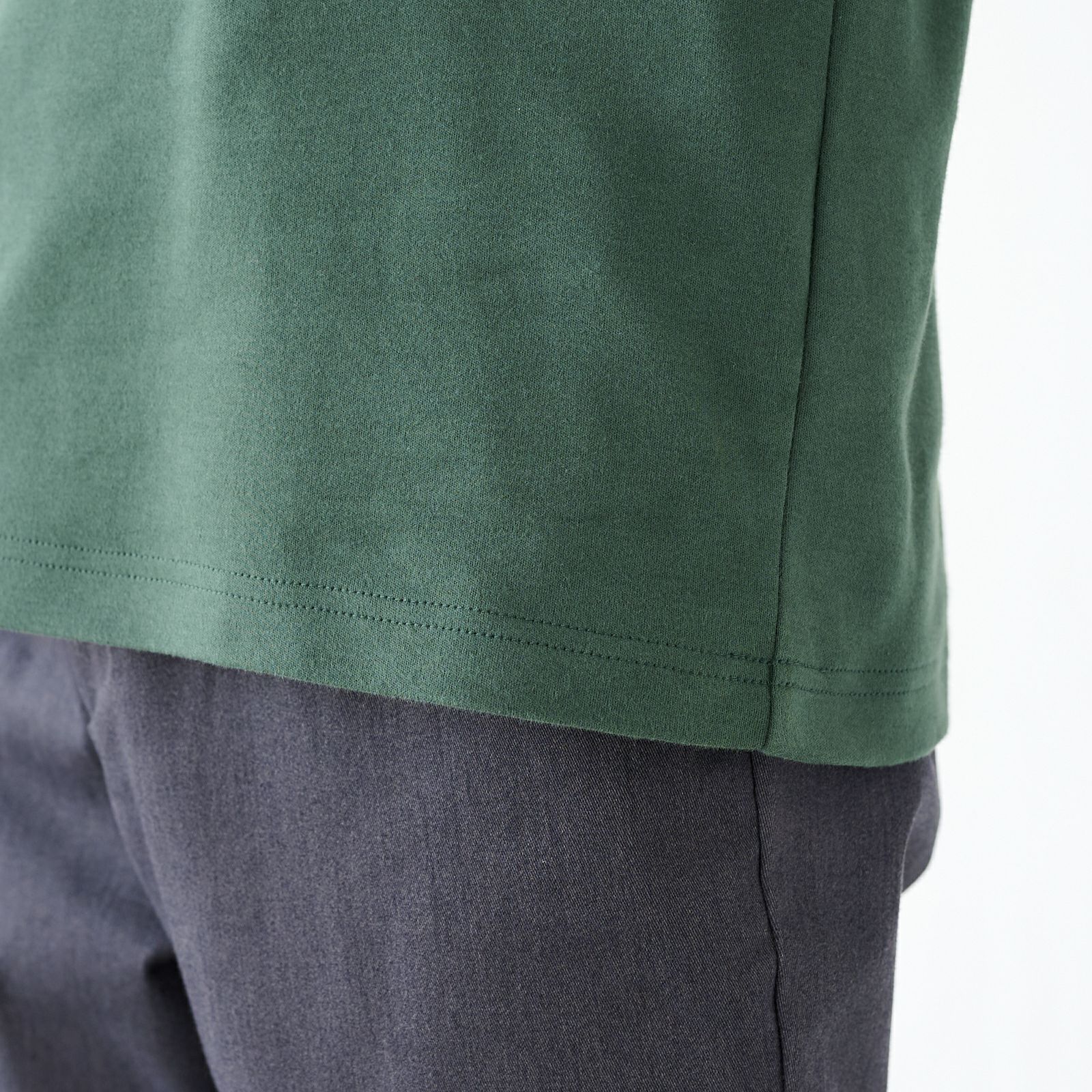 コットン起毛　クルーネック長袖Tシャツ