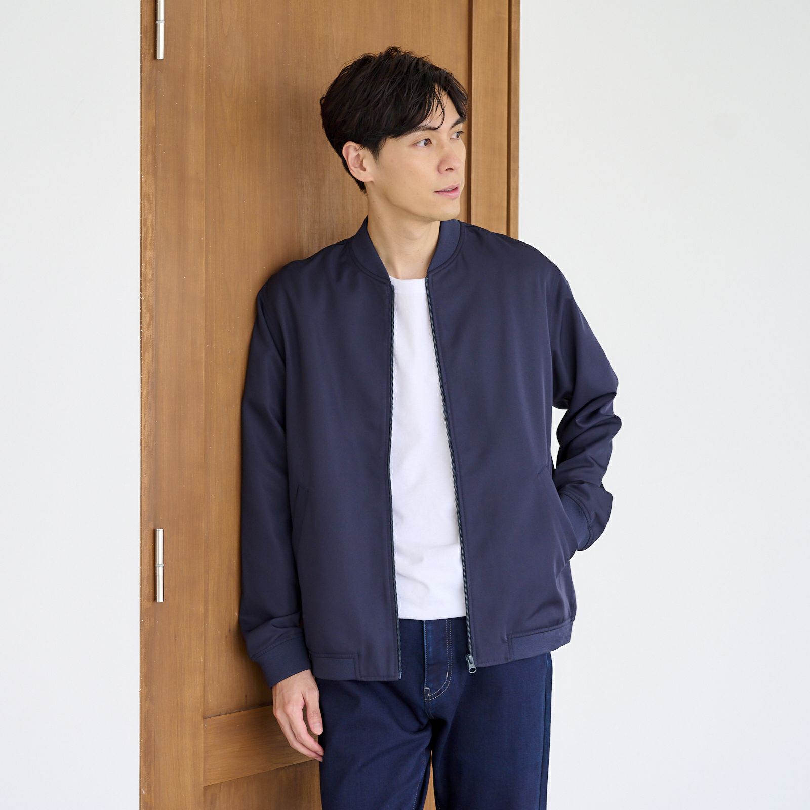 ノーカラーブルゾン