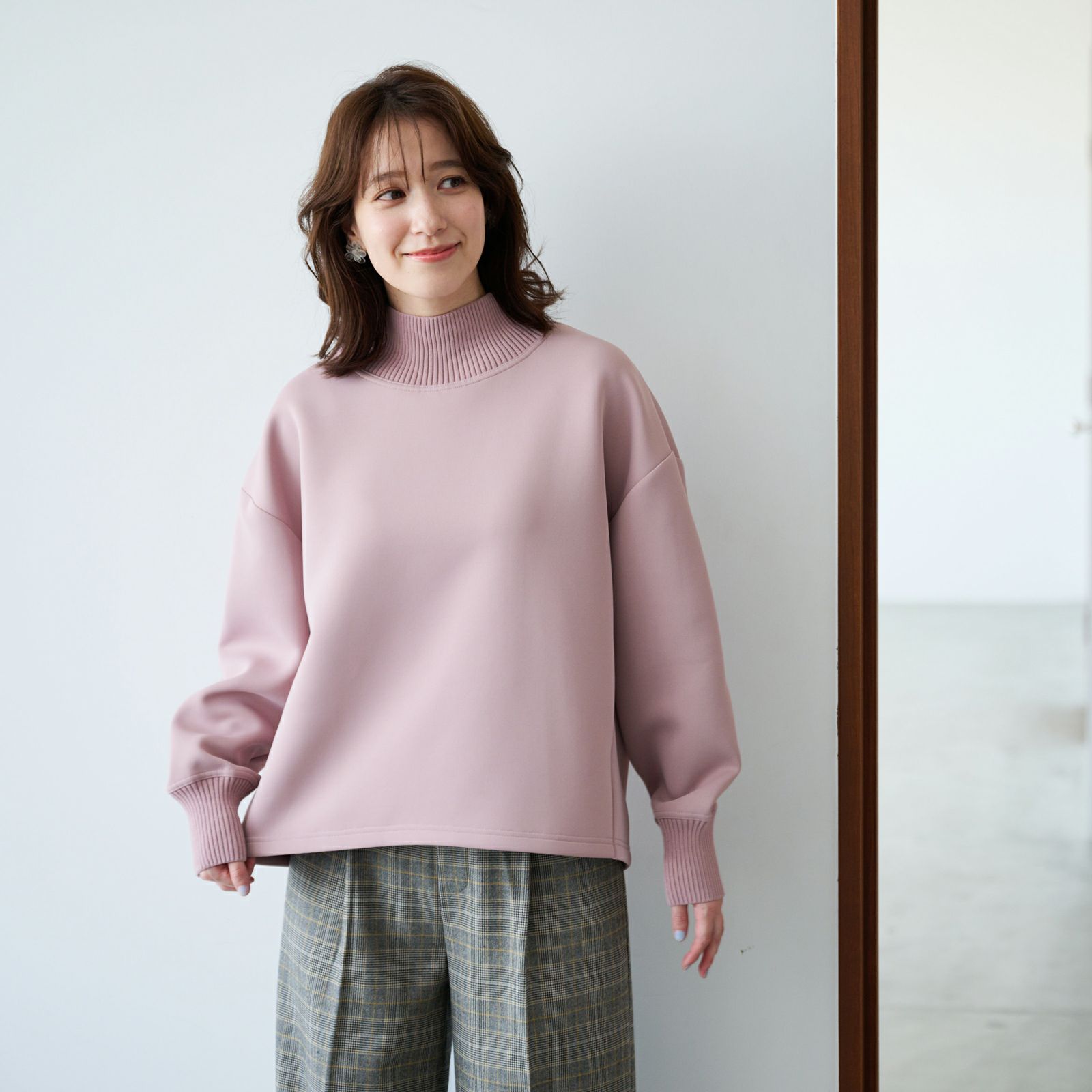 エアリースウェット襟リブプルオーバー