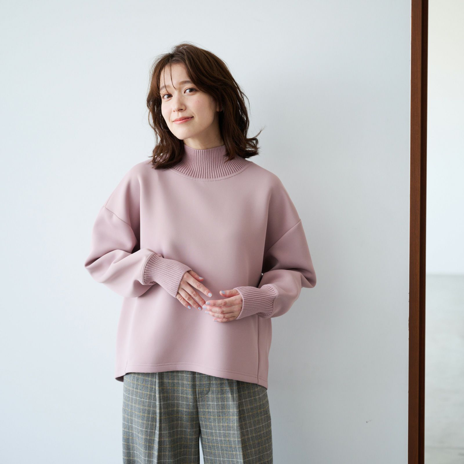 エアリースウェット襟リブプルオーバー