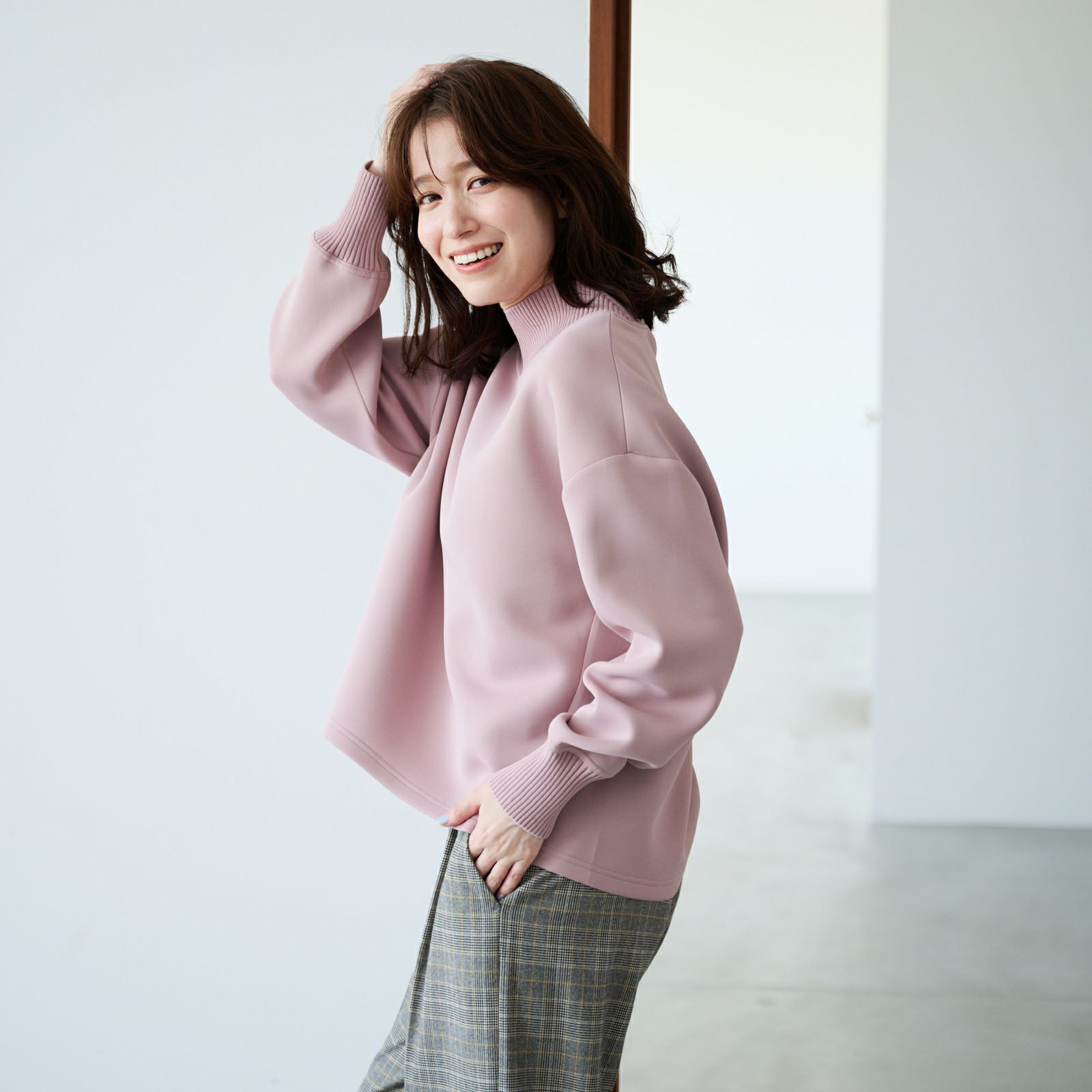 エアリースウェット襟リブプルオーバー