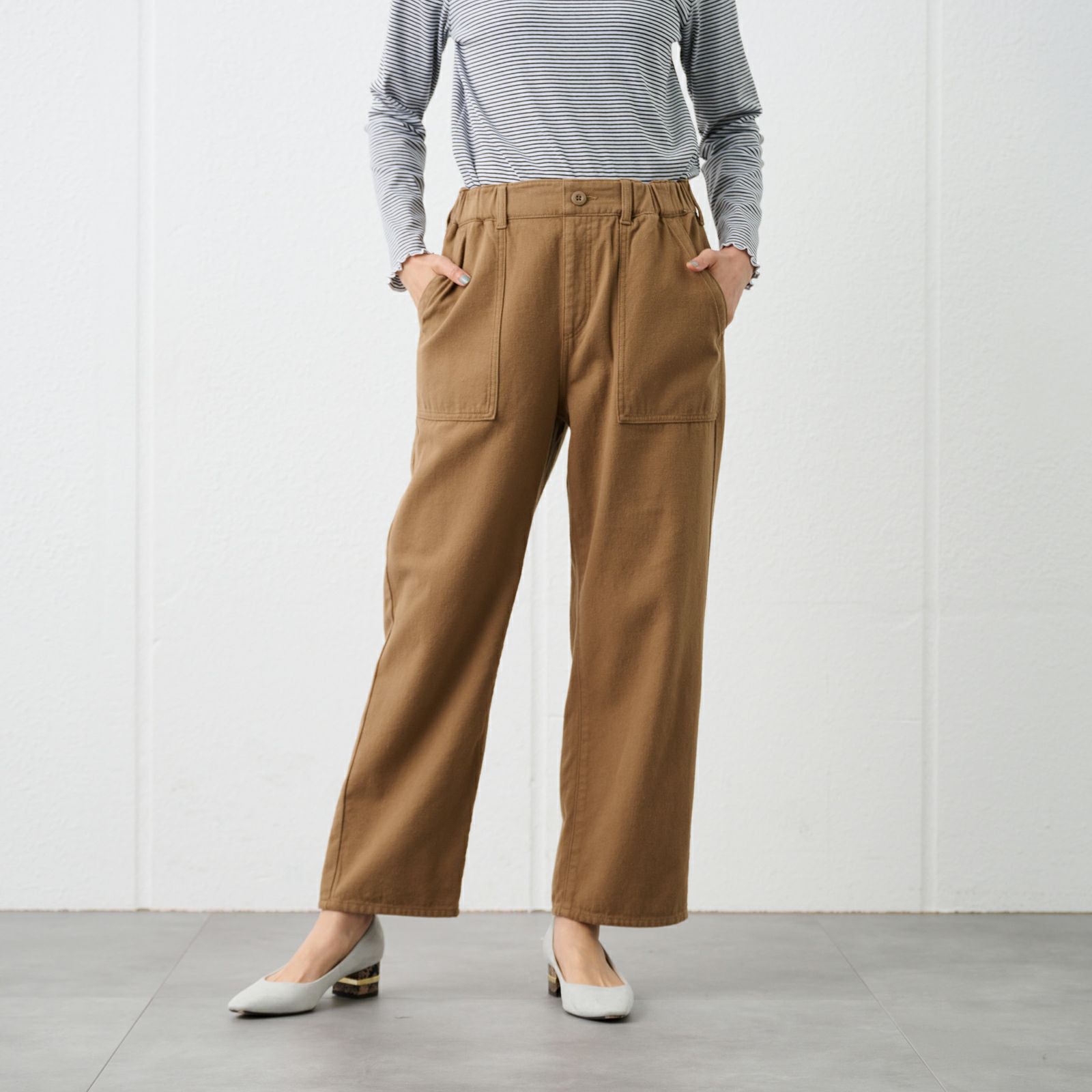 コットン100%　ストレートベーカーパンツ