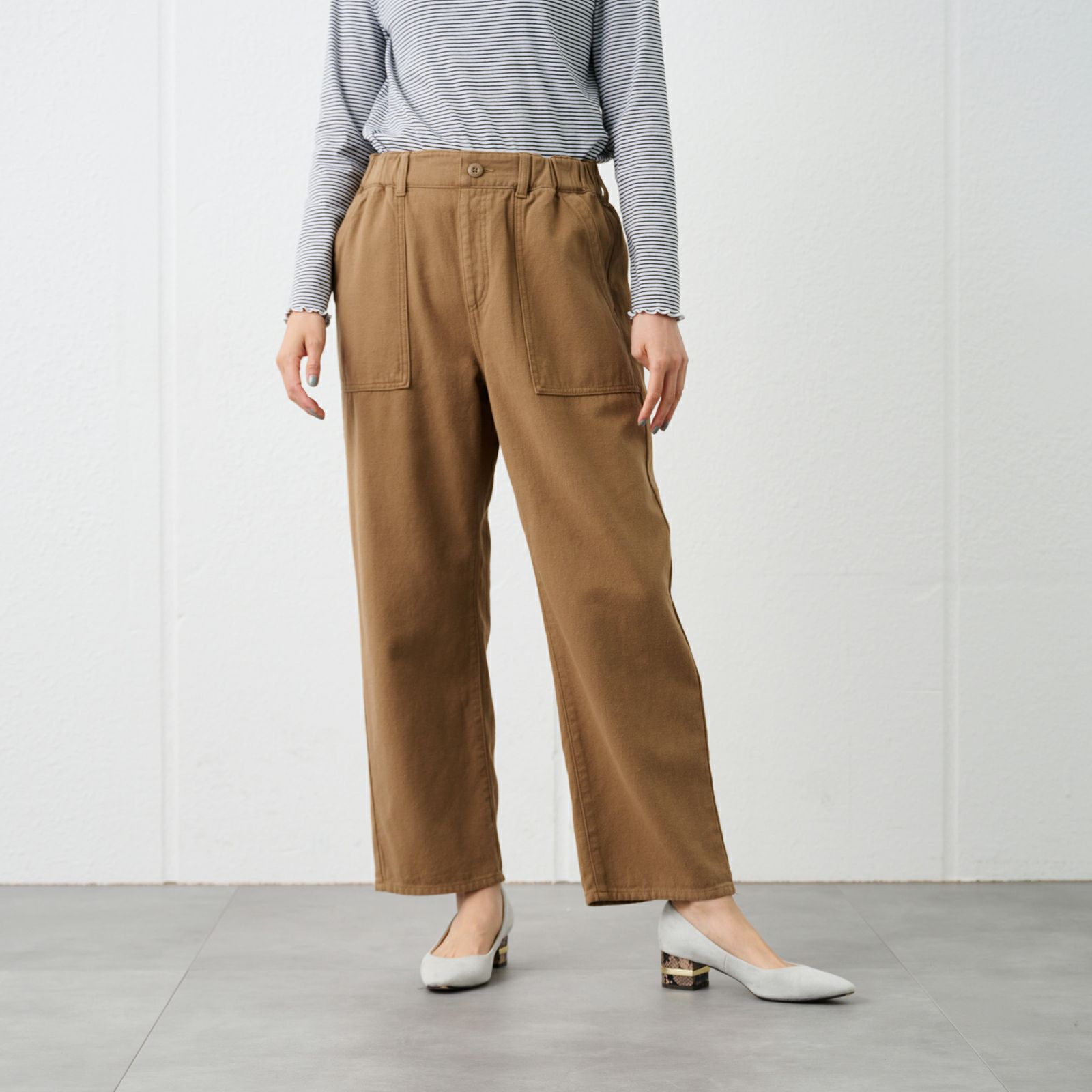 コットン100%　ストレートベーカーパンツ