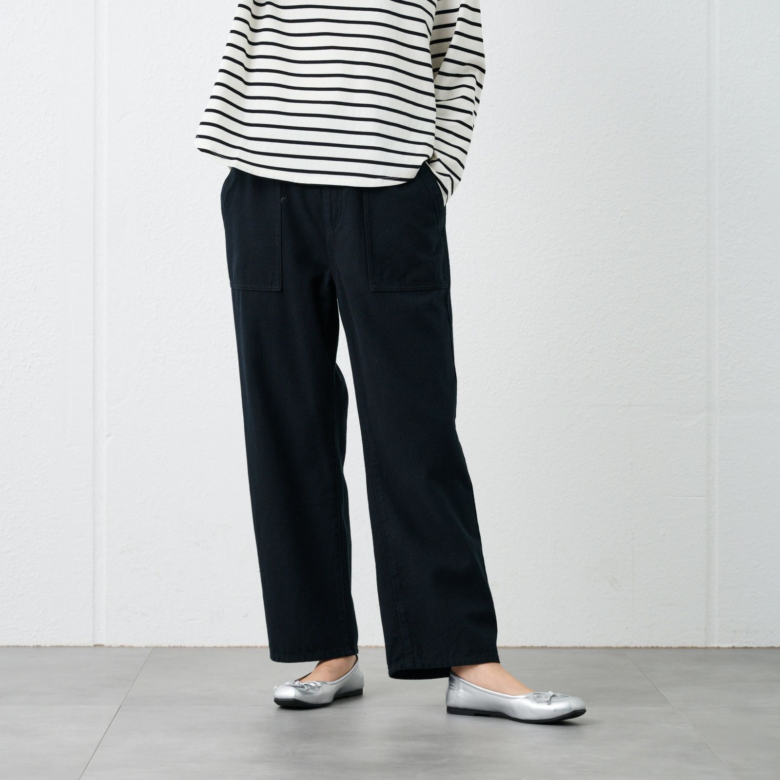 コットン100%　ストレートベーカーパンツ