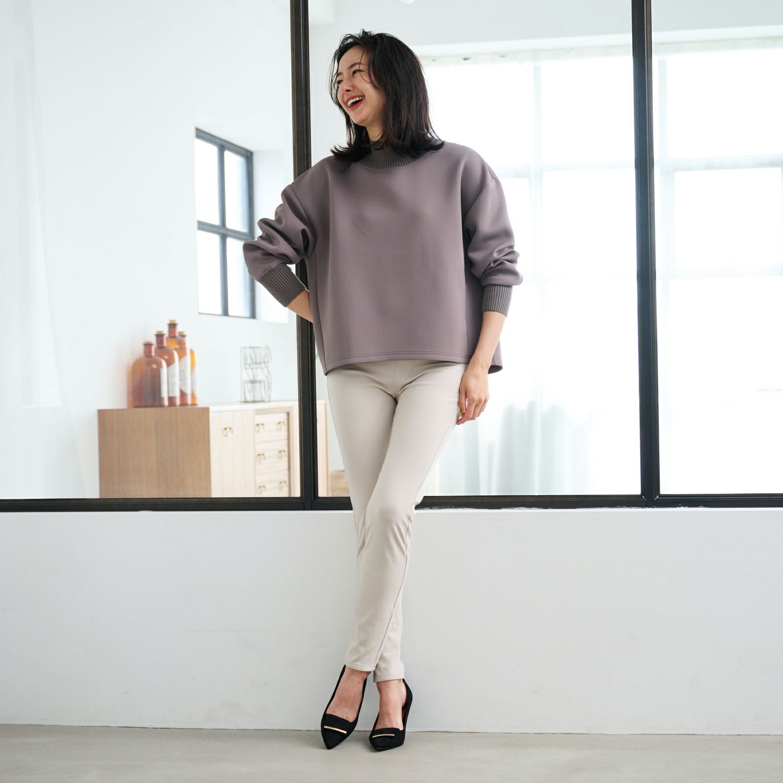 アルガンオイル　裏起毛レギンスパンツ