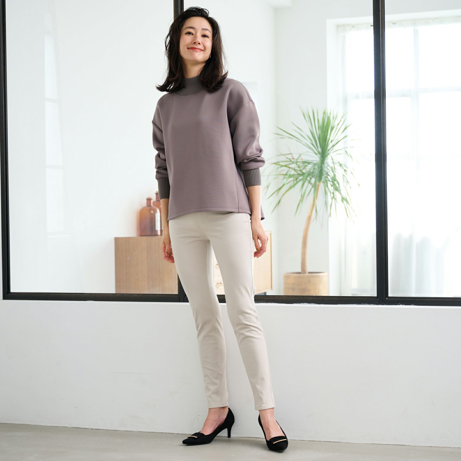 アルガンオイル　裏起毛レギンスパンツ