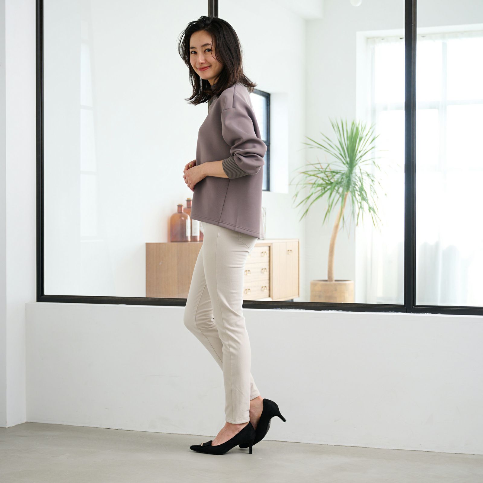 アルガンオイル　裏起毛レギンスパンツ