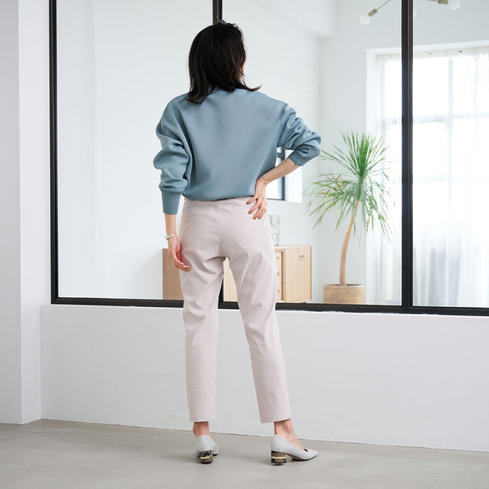 ハイストレッチ裏起毛ストレートパンツ