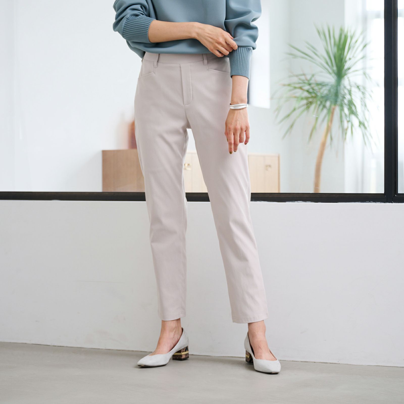 ハイストレッチ裏起毛ストレートパンツ