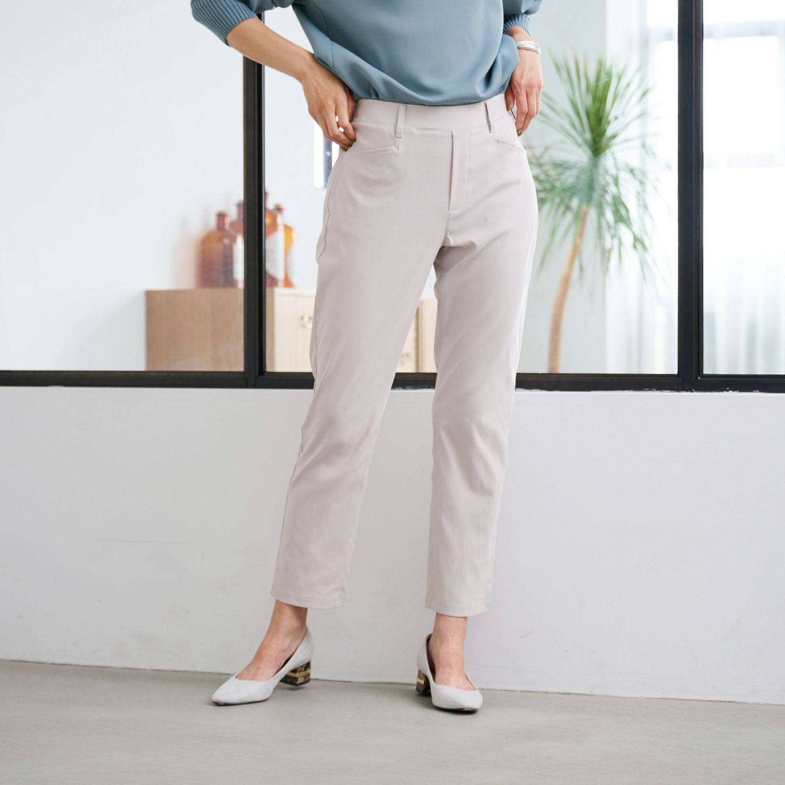 ハイストレッチ裏起毛ストレートパンツ