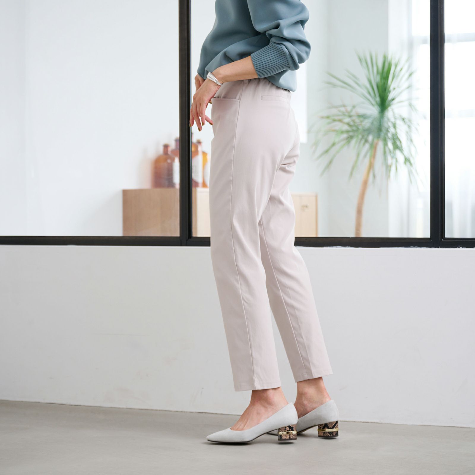 ハイストレッチ裏起毛ストレートパンツ