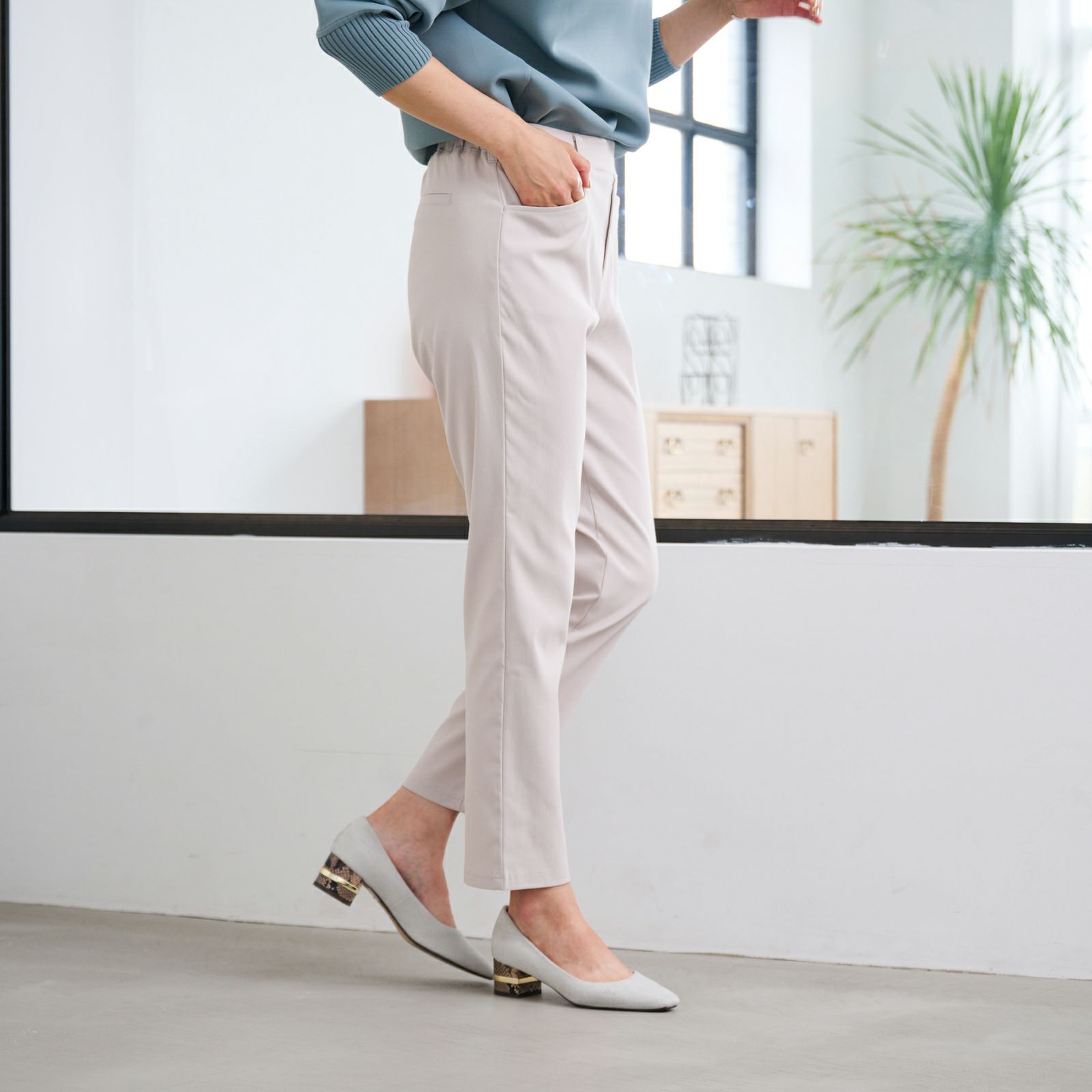 ハイストレッチ裏起毛ストレートパンツ