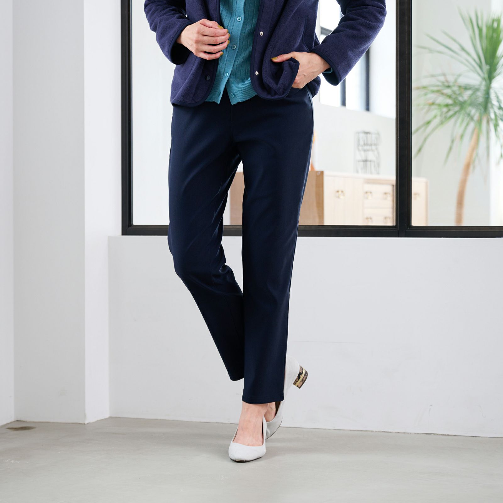 ハイストレッチ裏起毛ストレートパンツ