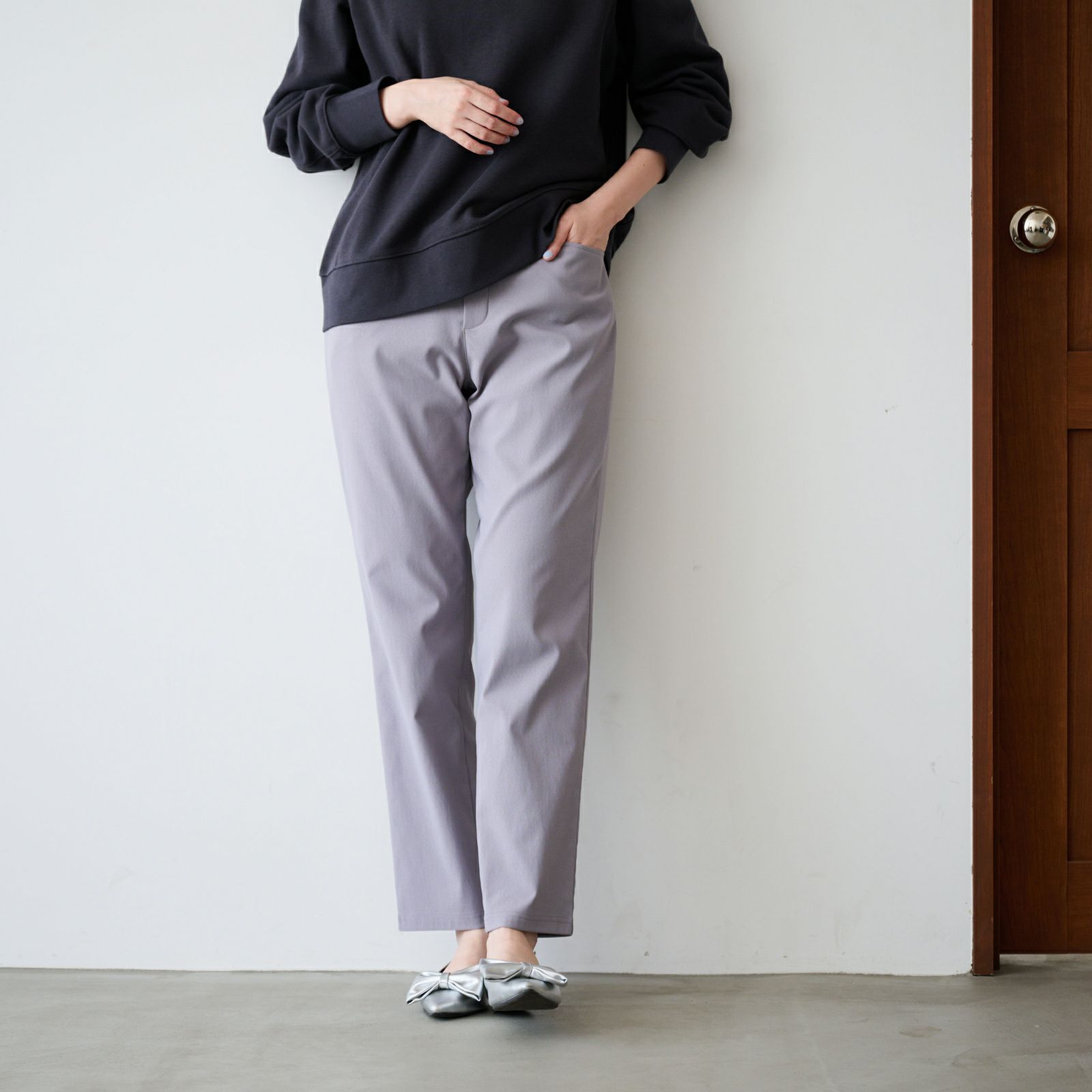 ハイストレッチ裏起毛ストレートパンツ