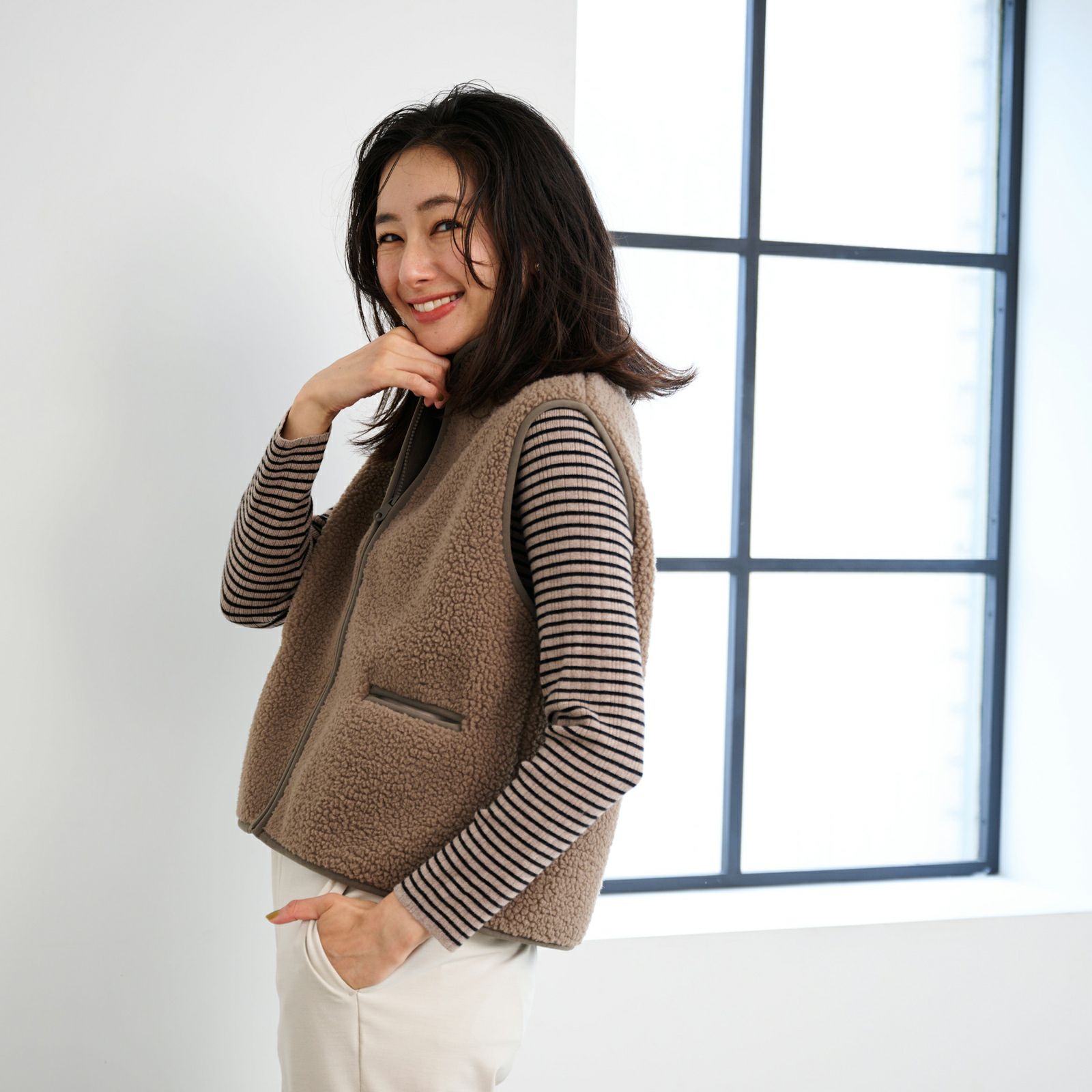 ボアフリースフルジップベスト