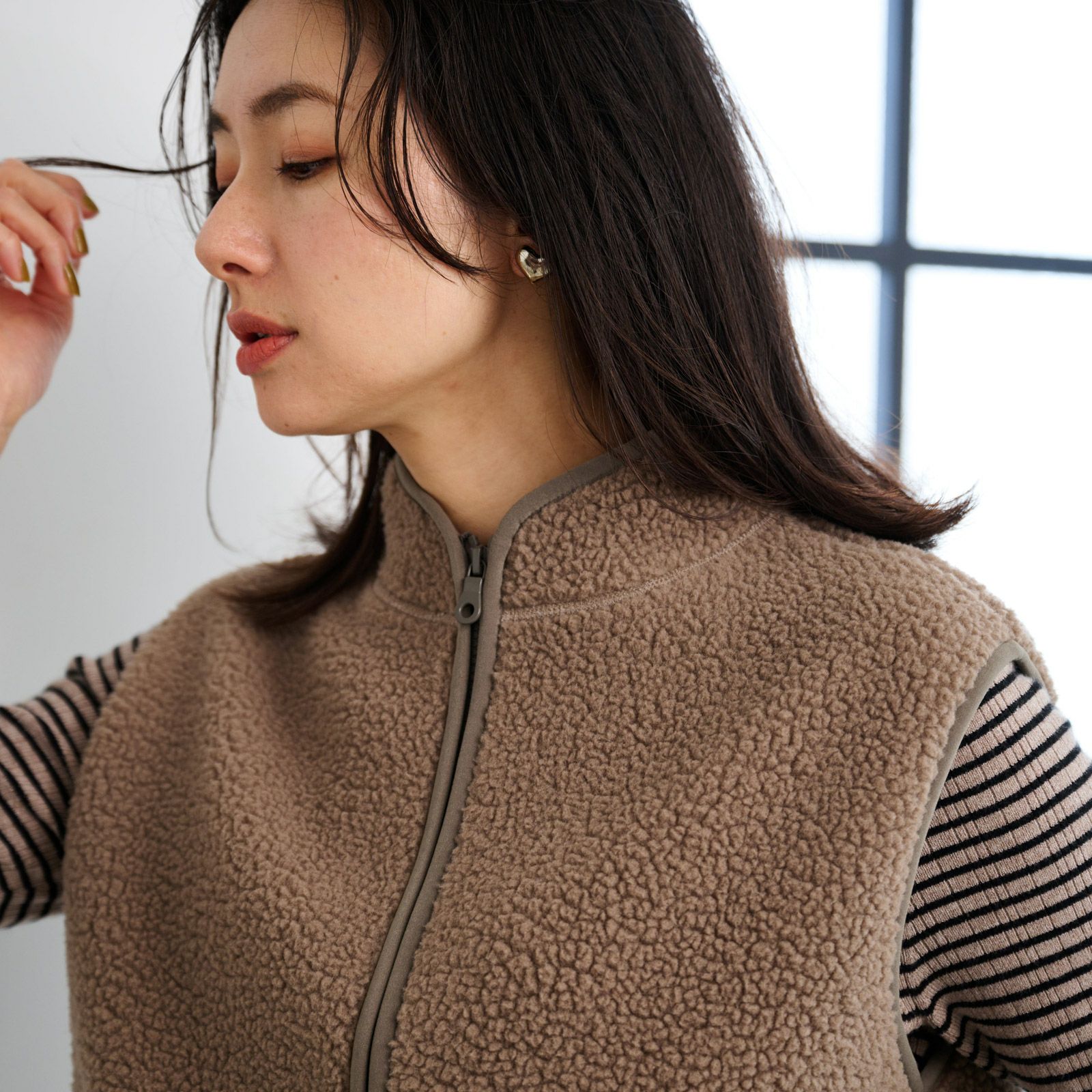 ボアフリースフルジップベスト