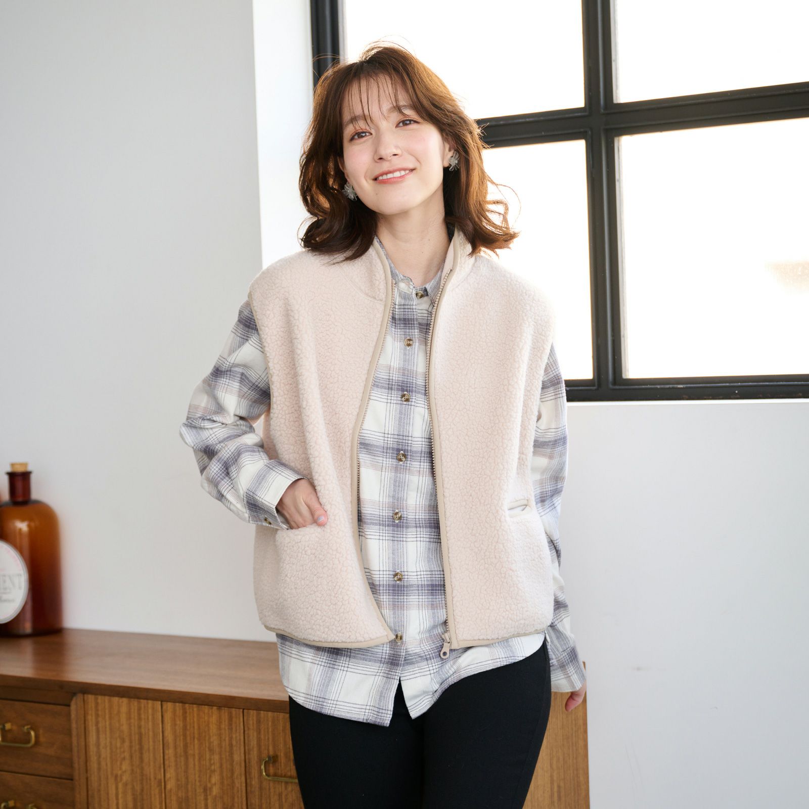 ボアフリースフルジップベスト