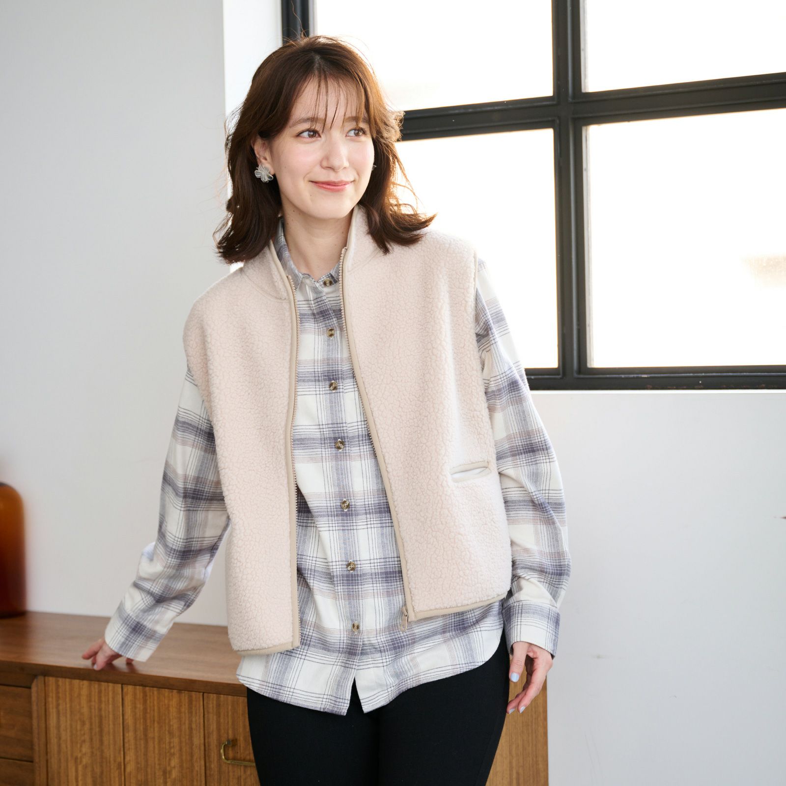 ボアフリースフルジップベスト