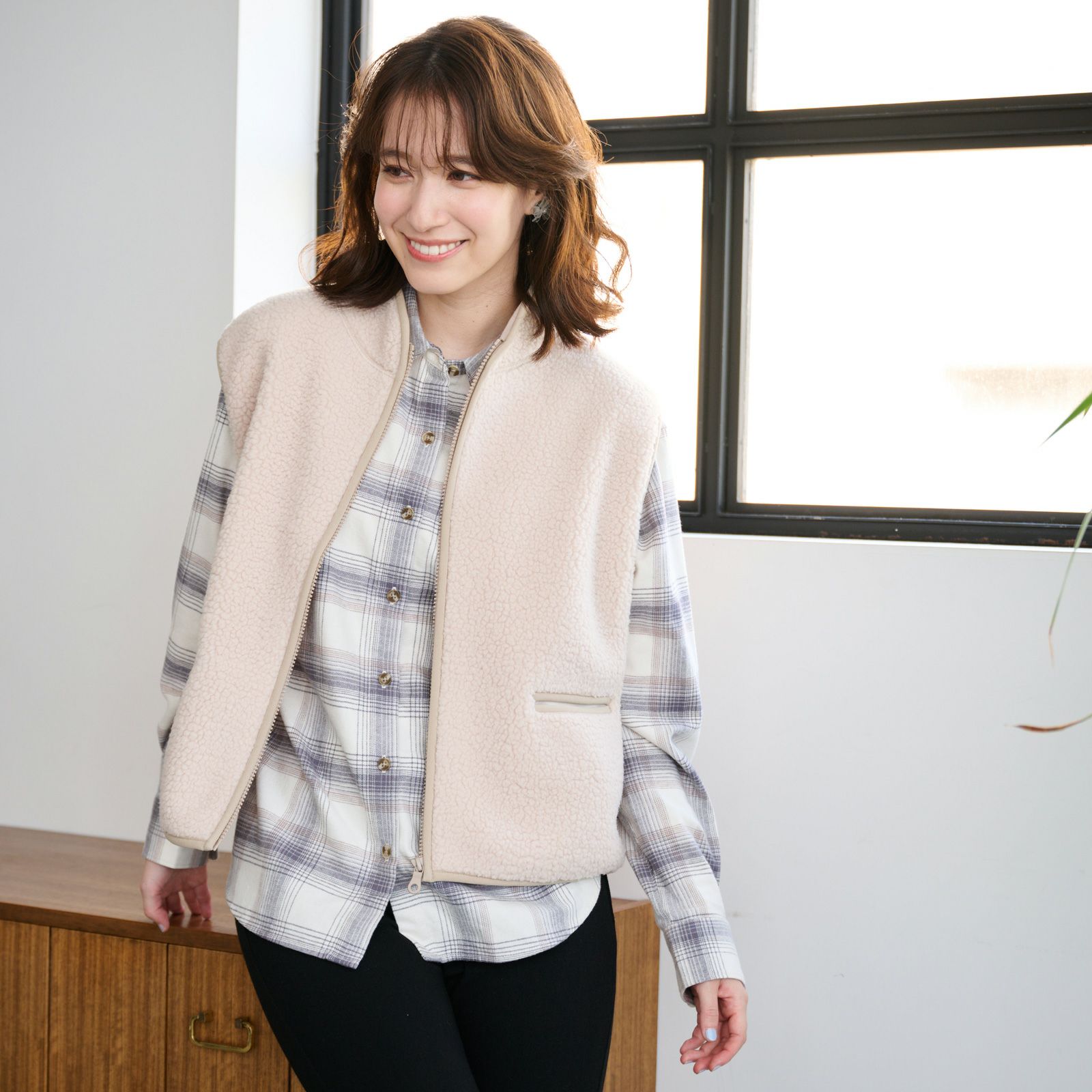 ボアフリースフルジップベスト