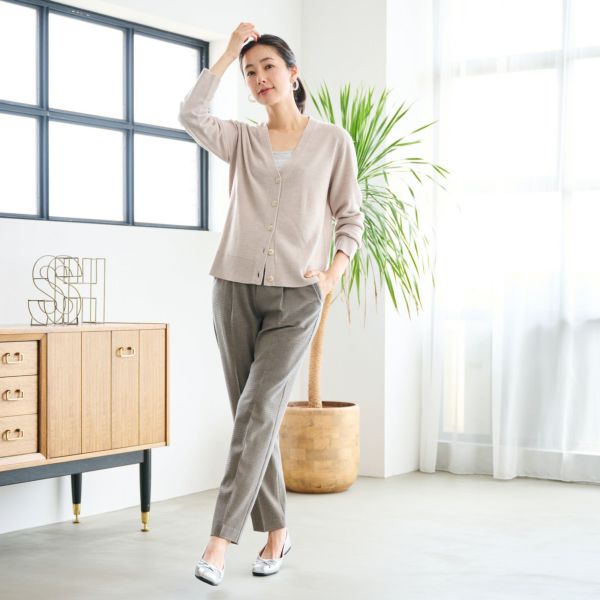 【オルスタ】両面起毛　また下長めテーパードパンツ