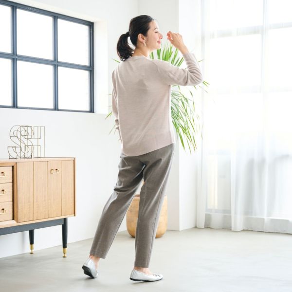 【オルスタ】両面起毛　また下長めテーパードパンツ