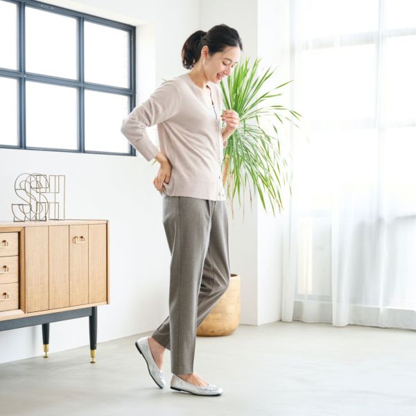 【オルスタ】両面起毛　また下長めテーパードパンツ