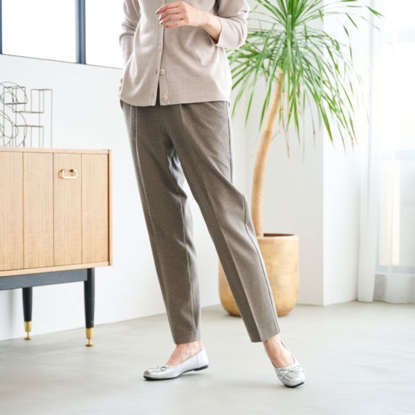 【オルスタ】両面起毛　また下長めテーパードパンツ