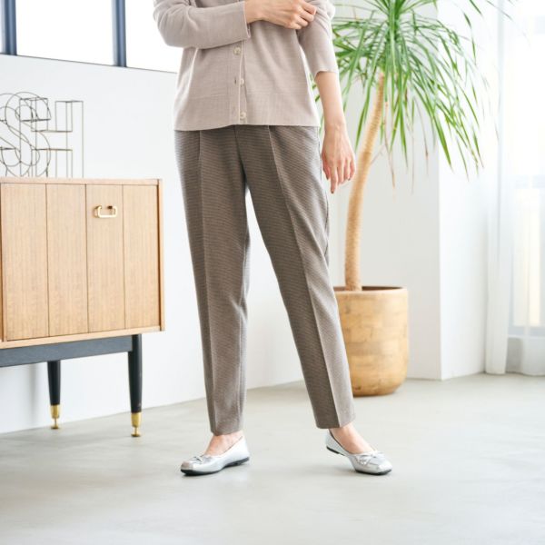 【オルスタ】両面起毛　また下長めテーパードパンツ