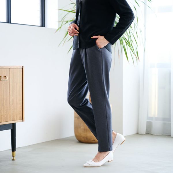 【オルスタ】両面起毛　また下長めテーパードパンツ