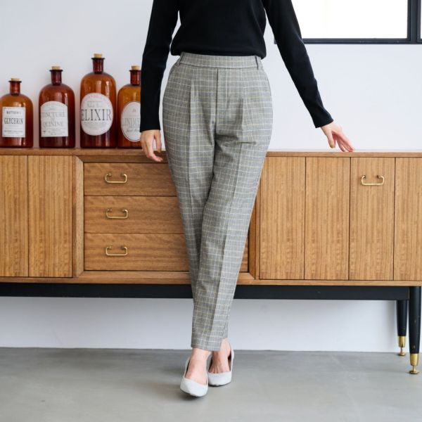 【オルスタ】両面起毛　また下長めテーパードパンツ