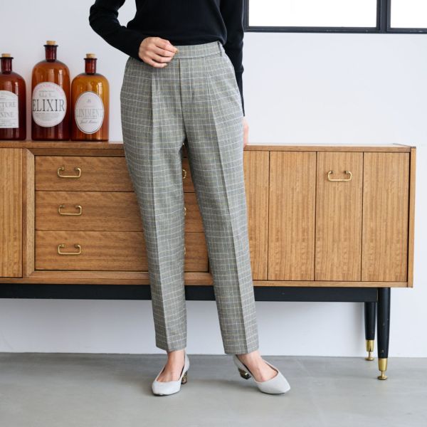 【オルスタ】両面起毛　また下長めテーパードパンツ