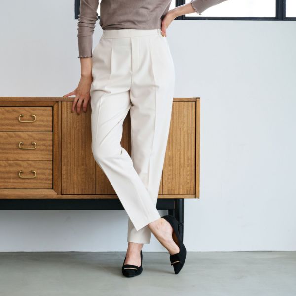 【オルスタ】両面起毛　また下長めテーパードパンツ