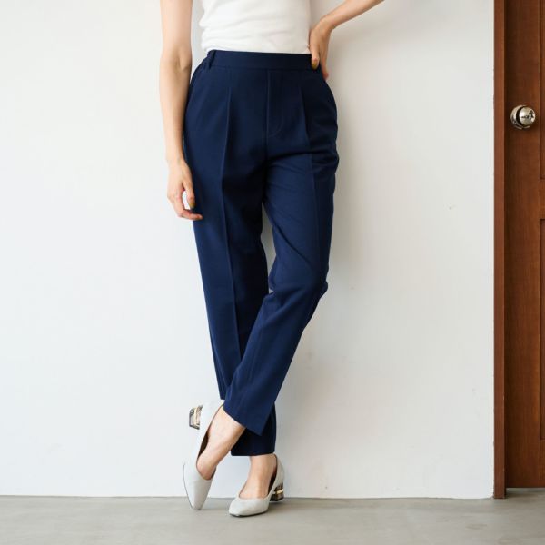 【オルスタ】両面起毛　また下長めテーパードパンツ