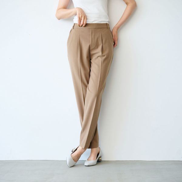 【オルスタ】両面起毛　また下長めテーパードパンツ