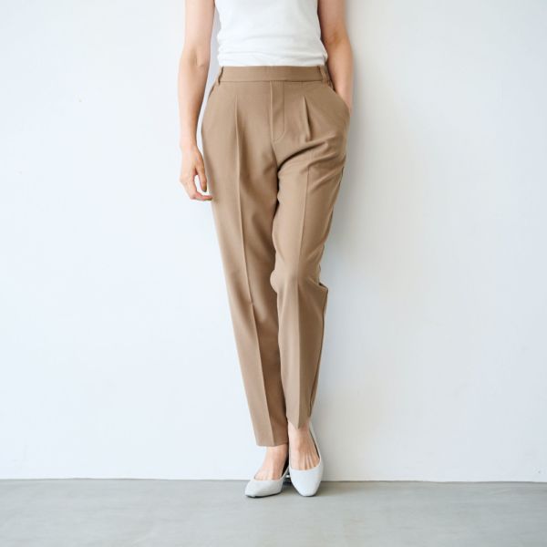 【オルスタ】両面起毛　また下長めテーパードパンツ