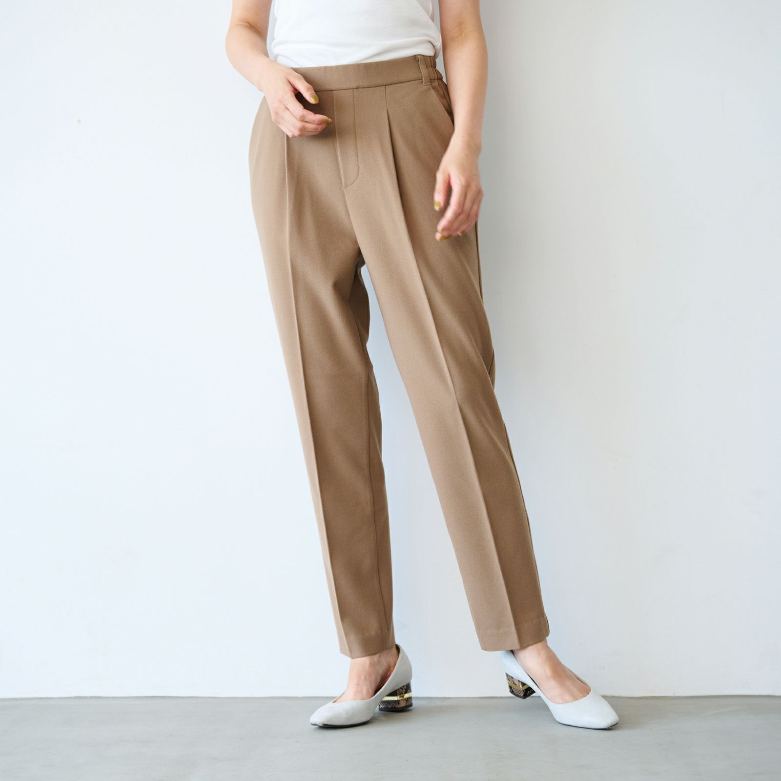 【オルスタ】両面起毛　また下長めテーパードパンツ