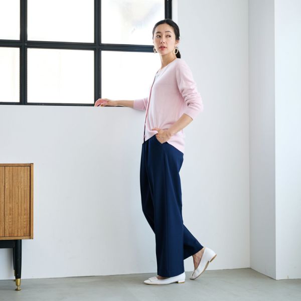 【オルスタ】両面起毛　また下長めワイドパンツ