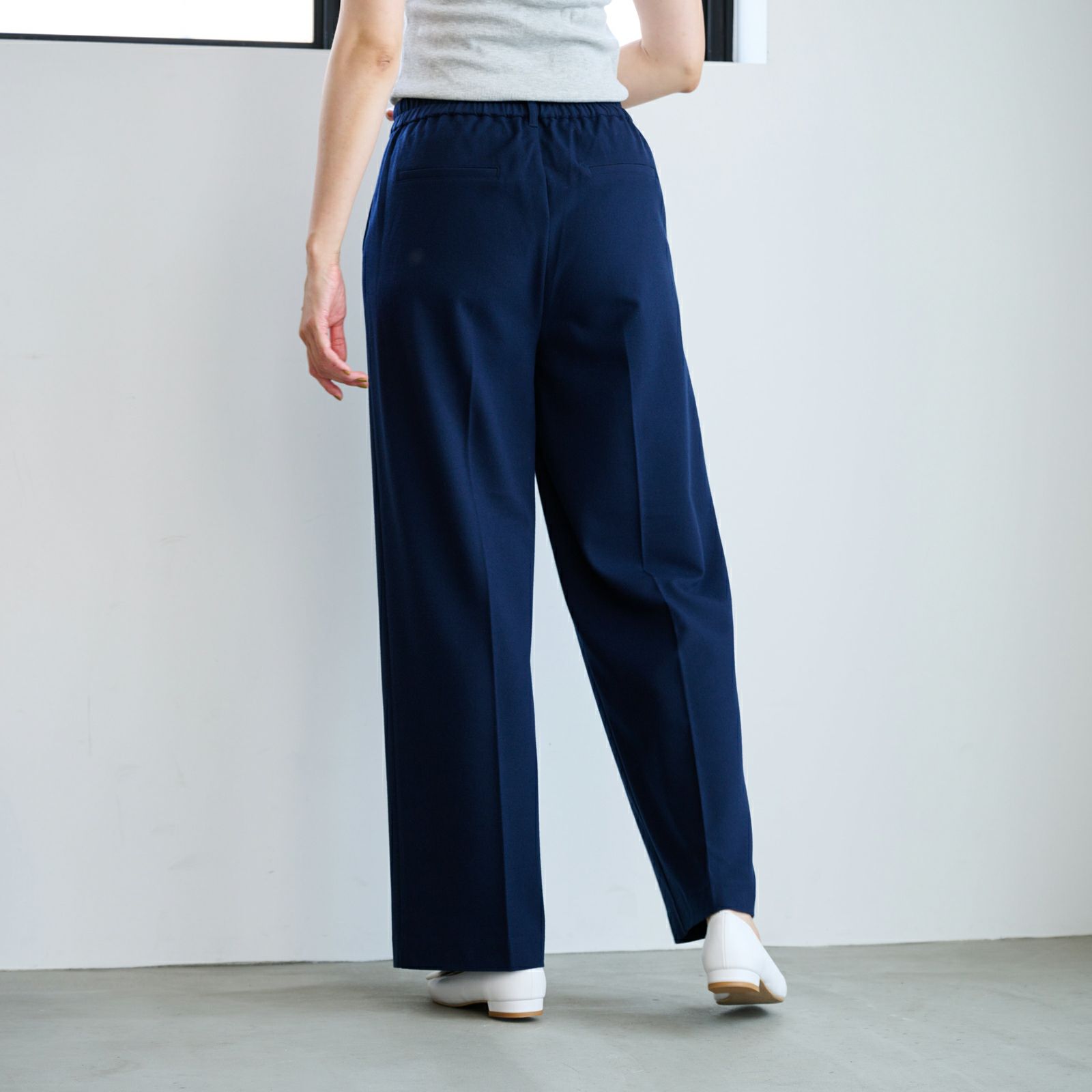 【オルスタ】両面起毛　また下長めワイドパンツ