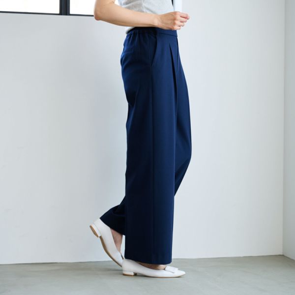【オルスタ】両面起毛　また下長めワイドパンツ
