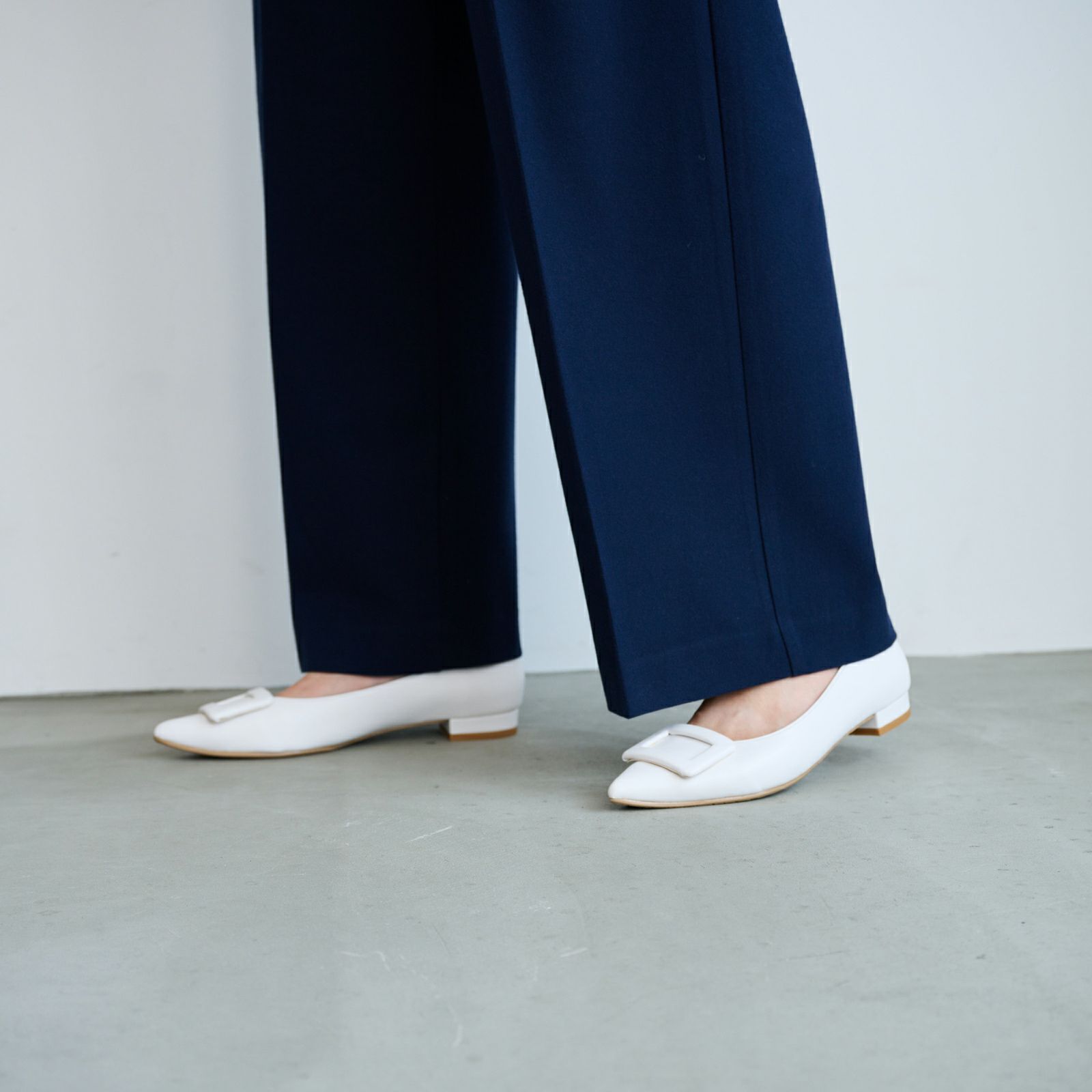 【オルスタ】両面起毛　また下長めワイドパンツ