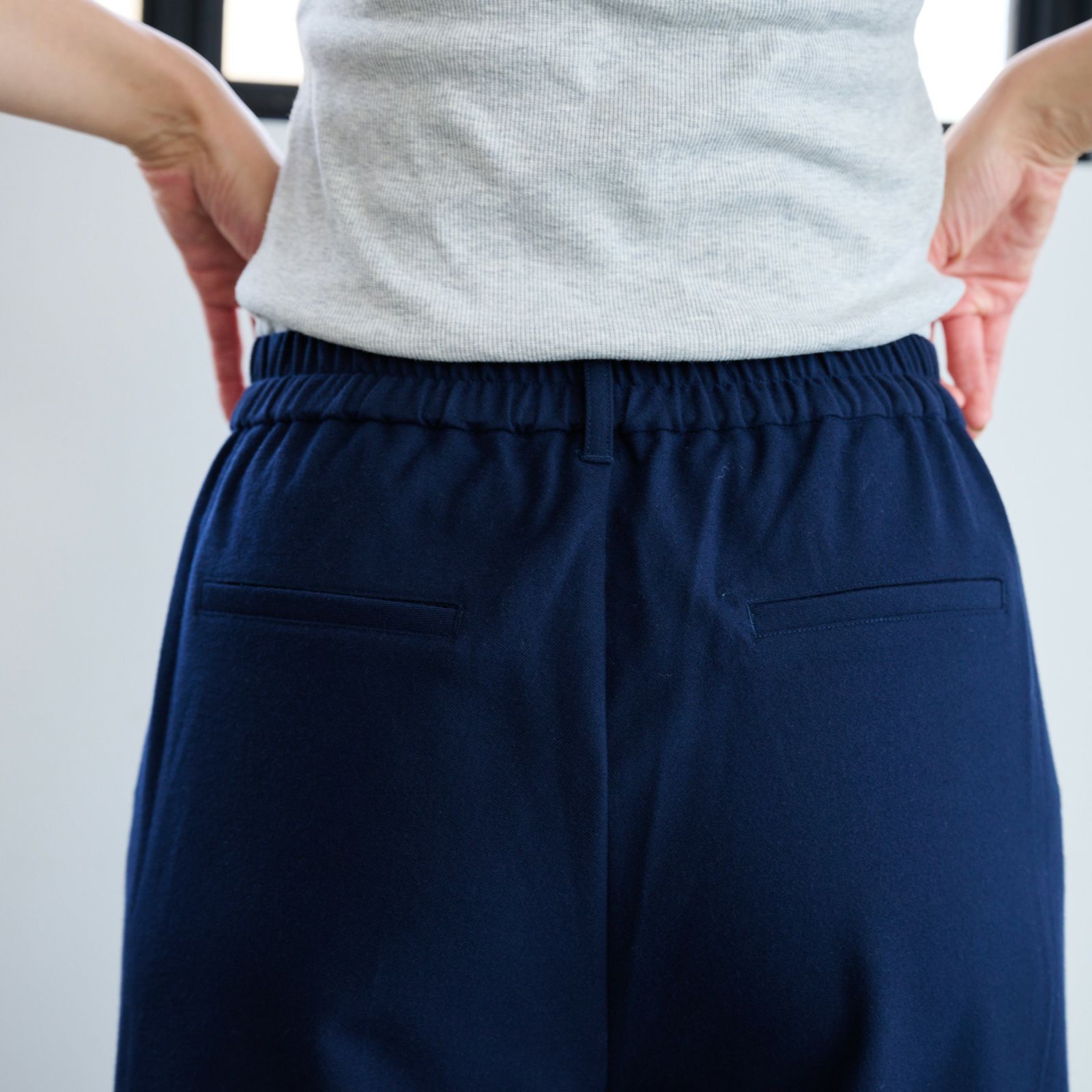 【オルスタ】両面起毛　また下長めワイドパンツ